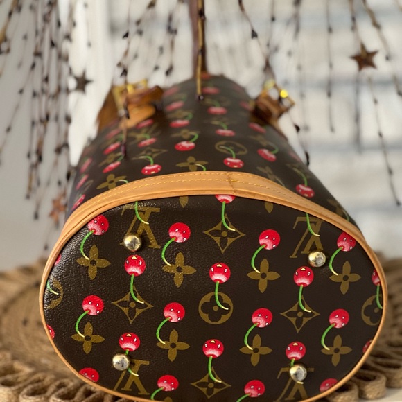 Cherry Fashion Patterned Brown Bucket Bag - Picture 4 of 6